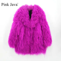 pink java QC22091 women winter fur coat real mongolia sheep fur coats natural fashion fur jacket hot sale