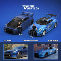 Diecast Time Micro Mini Station 1:64 Fast Furious Nissan GTR R35 Brian Paul Walker Biru Blue Nissan 
