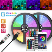 LED Strip Light RGB 5050 Bluetooth APP with 24keys Smart Music Control TV Backlight for Home Party Decor Ambient Lighting