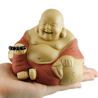 慈緣正堂 紫砂笑佛像大肚彌勒佛像供奉工藝品 彌勒佛擺件家居飾品