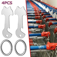 4PCS Portable Shopping Cart Beer Opener Trolley Remover Key Ring Shopping Trolley Token Key Chains