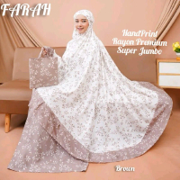 FARAH MUKENA RAYON PREMIUM ADEM SUPER JUMBO HandPrint Brown Baju Tidur Muslimah Nyaman