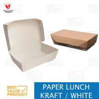 Paper Lunch Box M Bahan Kraft Ivory White Lunch Box M Promo !