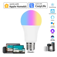 Homekit LED Smart Wifi Light Bulb E27 Lamp Multicoloured Dimmable LED Bulb with Siri Alexa Google SmartThings Alice HomeAssist