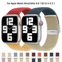 Jalur anjal solo untuk jam tangan pintar, gelung jalinan, pertembungan warna, untuk Apple Watch Ultr