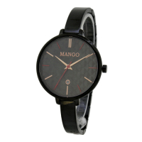 MANGO 簡約優雅不鏽鋼鍊錶-黑色/34mm