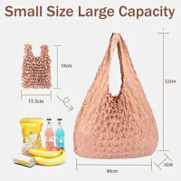Magic Stretch Bag Pleated Expansion Fold Pleated Flexible Mini Bag Large Capacity Bubble Elastic Paddy Portable Shopping Handbag
