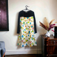 Baju Dress Import Wanita Cewek Dewasa Remaja Midi Tunik Corak Owl Lengan Panjang Jaring Halus Bahan 