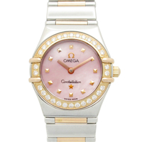 【二手名牌BRAND OFF】OMEGA 歐米茄 母貝錶盤 石英 玫瑰金 不鏽鋼 石英 星座系列 腕錶 1368.73