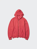 UNIQLO Jaket Sweat Hoodie pria Ritsleting Full Zip jacket RED XL