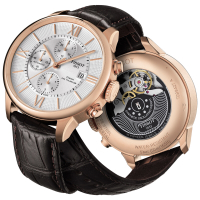 TISSOT 天梭 官方授權 杜魯爾系列機械計時腕錶 送禮推薦-玫瑰金框x咖啡/44mm T0994273603800