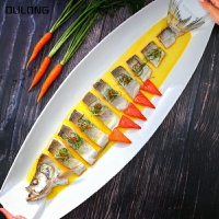 陶瓷純白大號長盤鰣魚翹嘴白條專用盤子特色酒店餐具