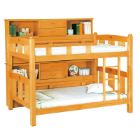 【唯熙傢俱】比特檜木色3.5尺床邊櫃雙層床(臥室 房間組 宿舍床 高架床 雙層床 單人床)