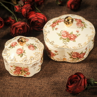 歐式首飾盒家居飾品盒裝飾擺件桌面收納儲物盒防塵帶蓋糖果盒陶瓷