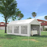 20' x 10' Party Tent &amp; Carport, Large Outdoor Canopy Tent Portable Garage with Removable Sidewalls and Windows, White Tents