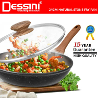 DESSINI ITALY Natural Stone 24CM Frying Pan Die Cast Aluminium Induction Non Stick Pot Bowl Pan Cook
