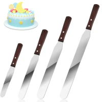 4/6/8/10In Smoother Spatula Cake Knife Stainless Steel With Wood Handle Butter Cream Icing Frosting Kitchen Knife DIY Cake Tools