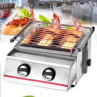 Portable BBQ Table Top Gas Smokeless Grill 2 Burner Outdoor Camping Party 2 Burner Gas BBQ Grill Tabletop Smokeless Outdoor