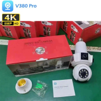 Dual lensa Tiga Gambar Bulb Camera IP Kamera Wifi Bohlam lampu 8MP PTZ OUTDOOR aplikasi V380 PRO - C