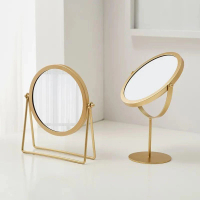【zozo】金色鐵藝化妝鏡(鏡子/立鏡/桌上化妝鏡/梳妝鏡/化妝鏡子)