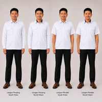 Kemeja Seragam PNS Putih PDH Lengan Panjang Lengan Pendek - Kemeja PDH Putih Kerah Hitam - Nyaman, P