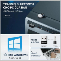 Cáp mạng USB Bluetooth Nano 5.3 Mercusys MA530 hỗ trợ kết nối cho Laptop PC