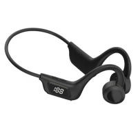Digital Display Bone Conduction Tws Wireless Bluetooth Earphones with MP3 Memory Card Behind-the-Neck Running Sports Headphones