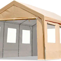 ADVANCE OUTDOOR 10x20 ft Heavy Duty Adjustable Carport with 6 Roll-up Ventilated Windows &amp; Removable Sidewalls Car Canopy Garage