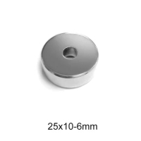 1/2/5/10/15pcs 25x10-6 mm Neodymium Magnet Disc 25*10 mm Hole 6mm Circle Magnets 25X10-6mm Round Countersunk Magnetic 25*10-6