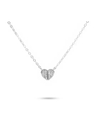Millenne Millennia 2000 Heart Studded Cubic Zirconia Silver Necklace with 925 Sterling Silver