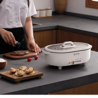 Multi-Functional Cooking Pot Electric Roaster Pan Grilled Fish Hot Pot All-in-One Pot Electric Chafing Dish Wok Electric Hot Pot