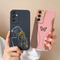 Phone Case For Samsung Galaxy M34 5G Matte Ultrathin Shell For SamsungM34 5G Pretty Butterfly Cartoon Liquid Silicone Back Cover