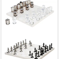 High end marble chess board decorations, home model rooms, living room decorations, chess pieces