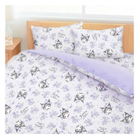 【享夢城堡】雙人加大床包涼被四件組(三麗鷗酷洛米Kuromi 小小花卉-紫)