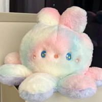 【玩偶】翻麵章魚兔公仔情緒雙麵翻轉變臉章魚毛絨玩具玩偶抱枕兔子佈娃娃