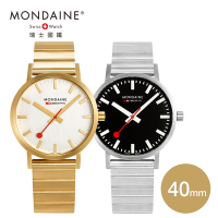 MONDAINE 瑞士國鐵 SBB Classic Metal腕錶 - 40mm 金色/黑色