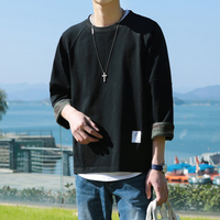 FINDSENSE G6 韓國時尚 春季新款修身印花七分袖長袖T恤純色寬鬆大尺碼素面T