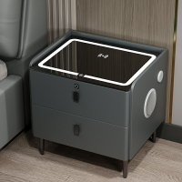 床頭櫃 ● 智能床頭櫃簡約現代實木 多功能無線充電藍牙音響指紋鎖床頭櫃