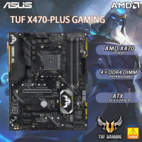 AMD X470 Motherboard DDR4 ASUS TUF X470-PLUS GAMING AM4 Socket Supports for Ryzen 5 3600 5600G Processors ATX Used Mainboard