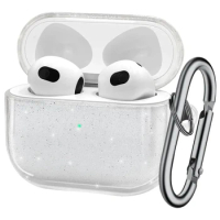 Bling Glitter Soft TPU Earphone Case With Keychain For Airpods Pro 2 2022 2nd Generation Air Pods 3 1 3rd Gen Cover Accessories