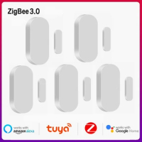 5pcs Tuya ZigBee Door Sensor Smart Home Security Detector Alarm Window Sensor Detector Smart Life Remote Monitor Alexa Google