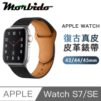 【蒙彼多】Apple Watch S7/SE 42/44/45mm復古真皮革錶帶