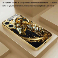 Phone case: Golden Goat Metal Paint New Phone Case with Tempered Glass for iPhone 17 Air/iPhone 17/i