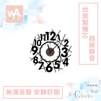【iINDOORS 英倫家居】無痕設計壁貼時鐘 跳舞數字(台灣製造 超靜音高品質機芯)