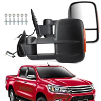 Pair Extendable Caravan Towing Mirrors For Toyota HILUX REVO 2015 ON INDICATOR Car Accessories