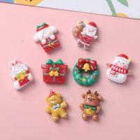 5pcs Cartoon shiny christmas resin flatback for craft diy supplies cabochons charms for jewelry nail art materials