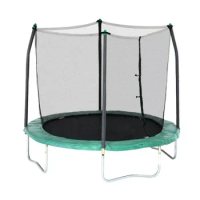 Trampoline 8 FT, Round, Green Outdoor Trampoline for Kids with Safety Enclosure Net and Spring Pad, Rust Resistant