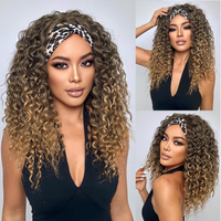 N NAYASA Headband Wigs for Black Women 20 Inch Kinky Curly Headband Wig None Lace Front Glueless Wig