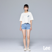 Lee 女款 下擺抽鬚刷破牛仔短褲 淺藍洗水｜Regional