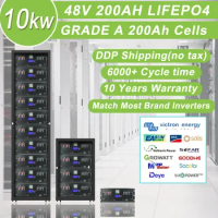48V 100Ah 200ah LifePO4 battery Built-in BMS 5.12kWh 32 Parallel CAN/RS485 Communication Protocol Lithium Ion Battery EU no tax